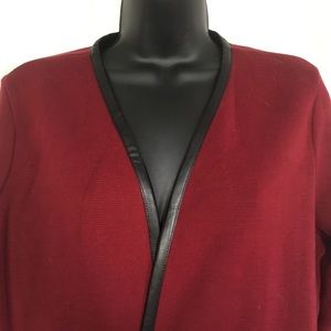 Dark red/ maroon open front with non leather trim